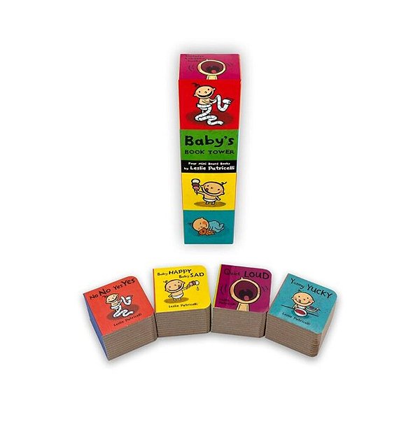 Baby's Book Tower: (Set Of Four Mini Board Books For Babies And Toddlers About Emotions, Opposites, Sounds, And Playful Learning)-..