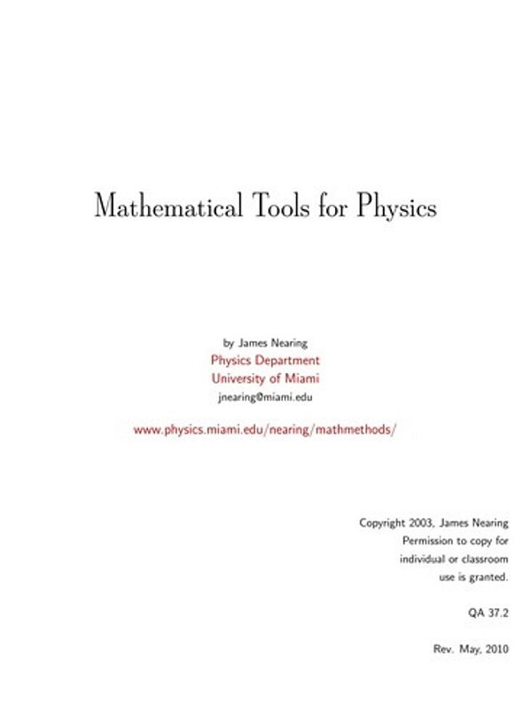 Mathematical Tools For Physics-..