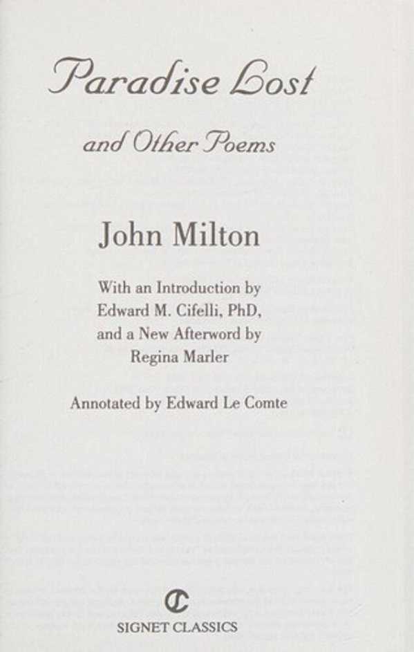 Paradise Lost And Other Poems-..