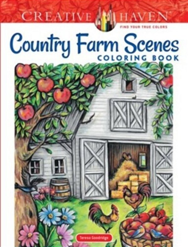 Creative Haven Country Farm Scenes Coloring Book-..