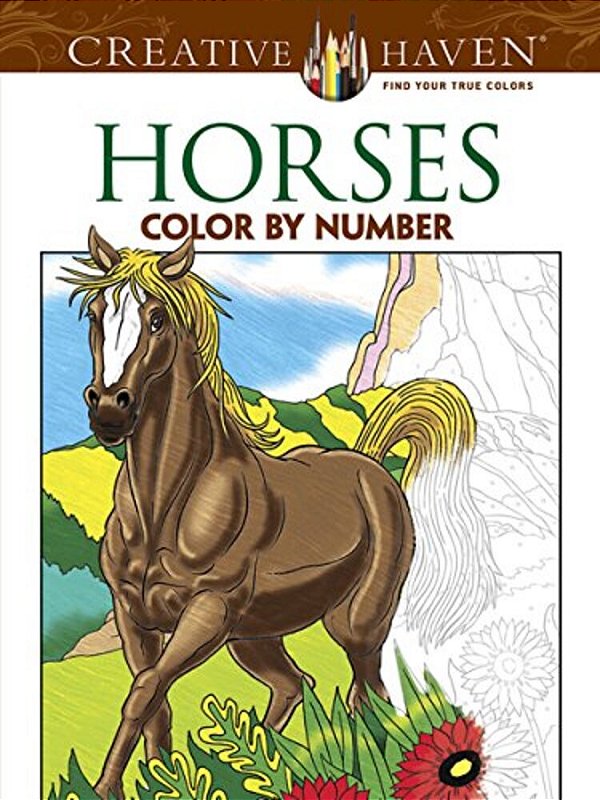Horses Color By Number Coloring Book-..