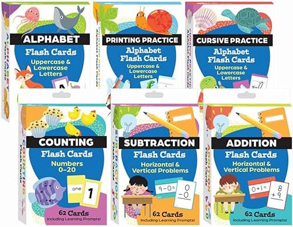 Literacy And Math Flash Cards 6-Deck Set-..