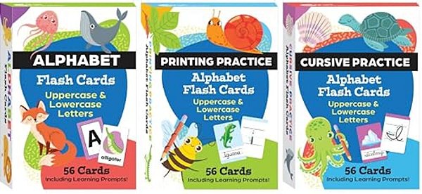 Literacy Flash Cards 3-Deck Set-..