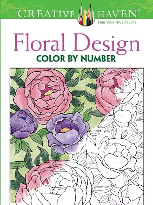 Creative Haven Floral Design Color By Number Coloring Book-..