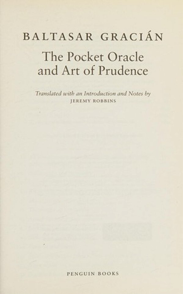 The Pocket Oracle And Art Of Prudence-..