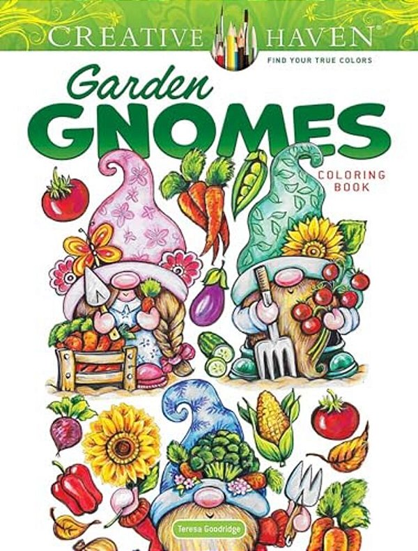 Creative Haven Garden Gnomes Coloring Book-..