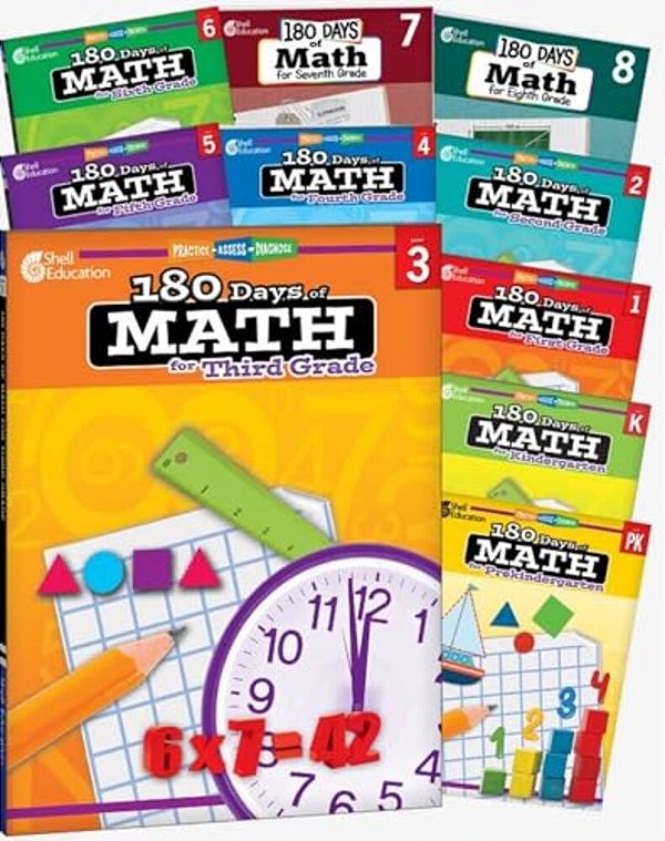 180 Days(tm) Math Pk-8: 10-Book Set: Practice, Assess, Diagnose-..