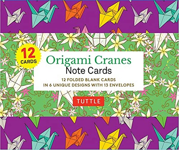 Origami Cranes Note Cards- 12 Cards: In 6 Designs With 13 Envelopes (Card Sized 4 1/2 X 3 3/4 Inch)-..