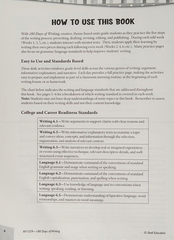 180 Days(tm) Writing For Sixth Grade: Practice, Assess, Diagnose-..