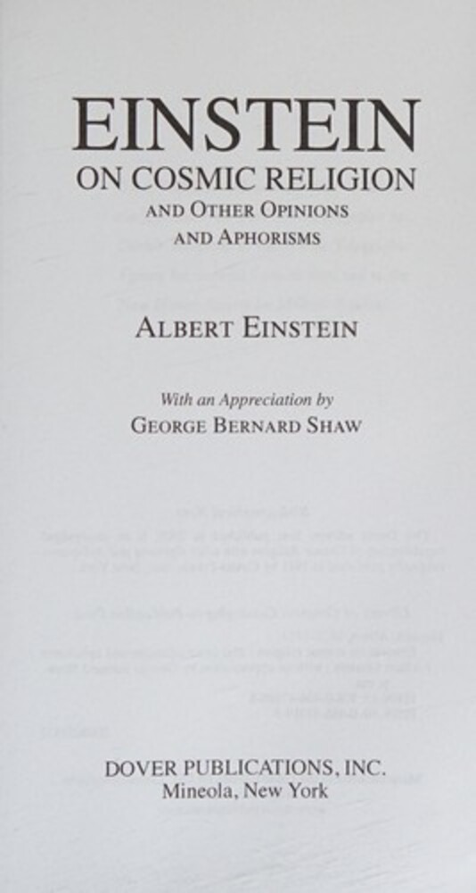 Einstein On Cosmic Religion And Other Opinions And Aphorisms-..