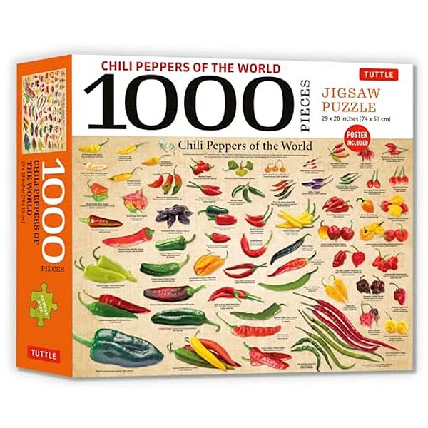 Chili Peppers Of The World - 1000 Piece Jigsaw Puzzle: For Adults And Families - Finished Puzzle Size 29 X 20 Inch (74 X 51 Cm); A3 Sized Poster-..