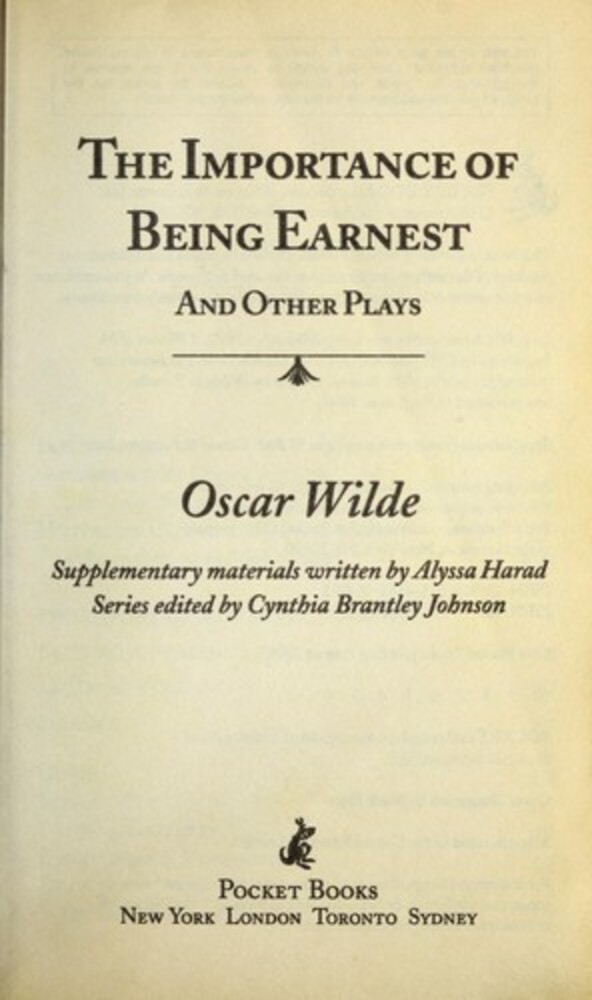 The Importance Of Being Earnest And Other Plays-..