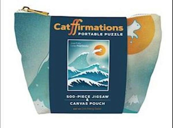 Catffirmations Portable Puzzle: 500-Piece Jigsaw & Canvas Pouch-..