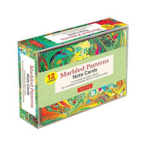 Marbled Patterns Note Cards - 12 Cards: In 6 Designs With 13 Envelopes (Card Sized 4 1/2 X 3 3/4)-..