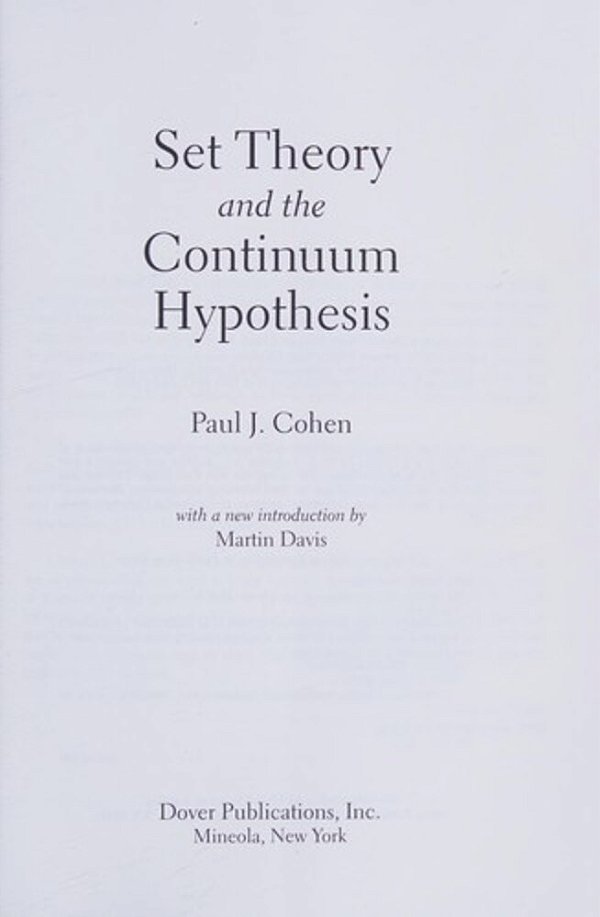 Set Theory And The Continuum Hypothesis-..