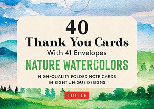 Nature Watercolors, 40 Thank You Cards With Envelopes: (4 1/2 X 3 Inch Blank Cards In 8 Unique Designs)-..