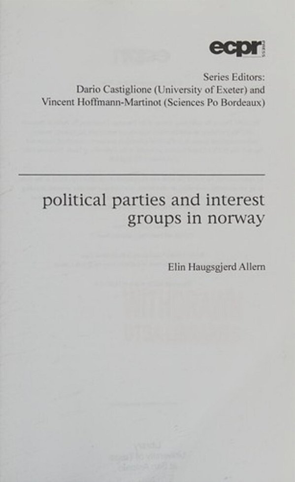 Political Parties And Interest Groups In Norway-..