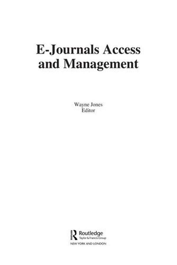 Ejournal Access And Management - Routledge-..