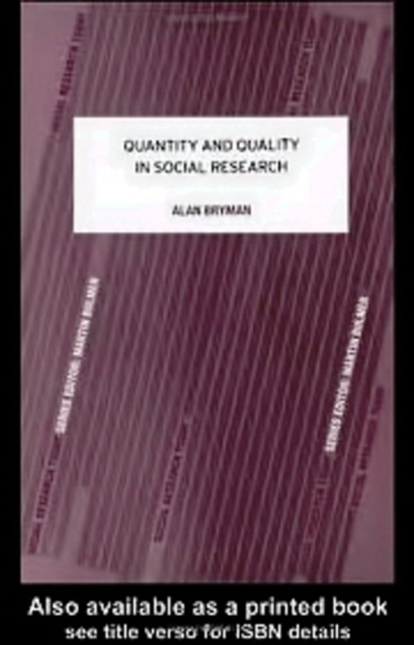 Quantity And Quality In Social Research - 23Rd Edition-..