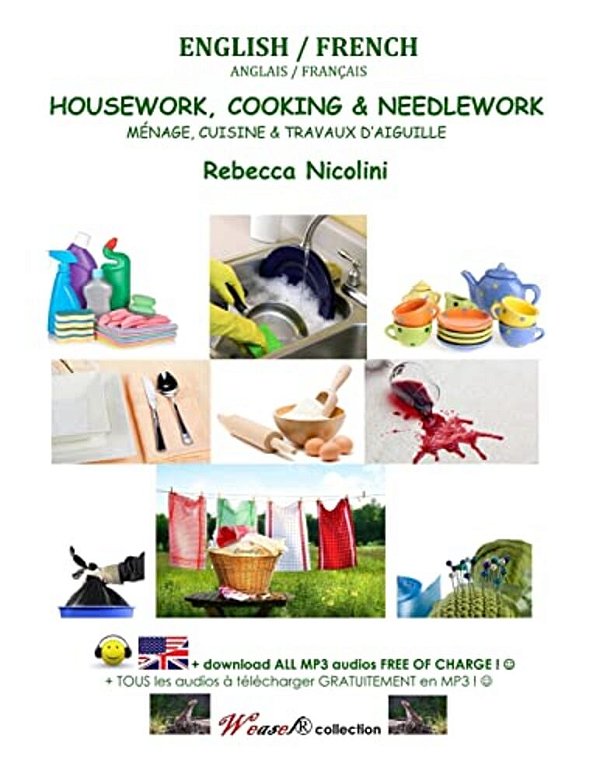 English/French: Housework, Cooking & Needlework: Black & White Version-..