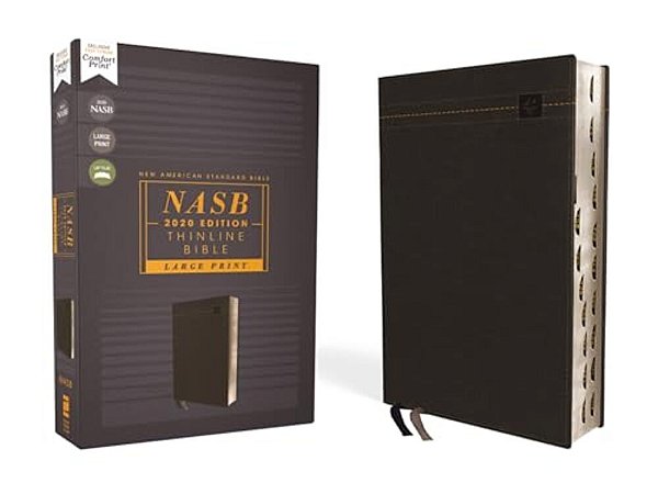 Nasb, Thinline Bible, Large Print, Leathersoft, Black, Red Letter Edition, 2020 Text, Thumb Indexed, Comfort Print-..