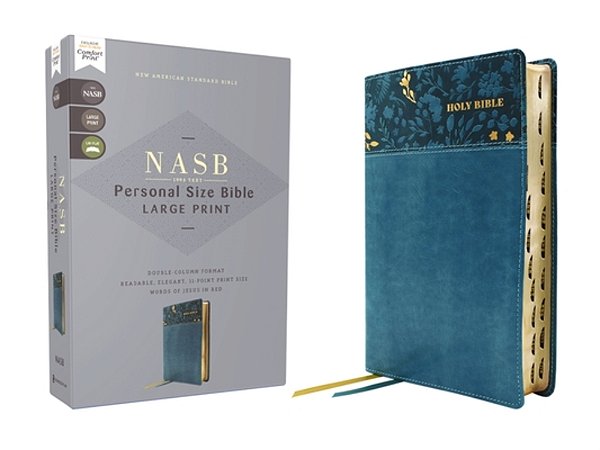 Nasb, Personal Size Bible, Large Print, Leathersoft, Teal, Red Letter, 1995 Text, Thumb Indexed, Comfort Print-..