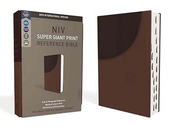 Niv, Super Giant Print Reference Bible (Font Size: 16.5-Point), Leathersoft, Brown, Red Letter, Thumb Indexed, Comfort Print-..