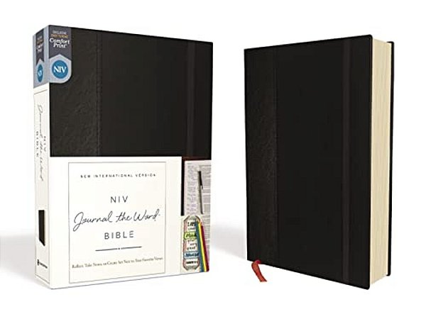 Niv, Journal The Word Bible, Hardcover, Black, Red Letter Edition, Comfort Print: Reflect, Take Notes, Or Create Art Next To Your Favorite Verses-..