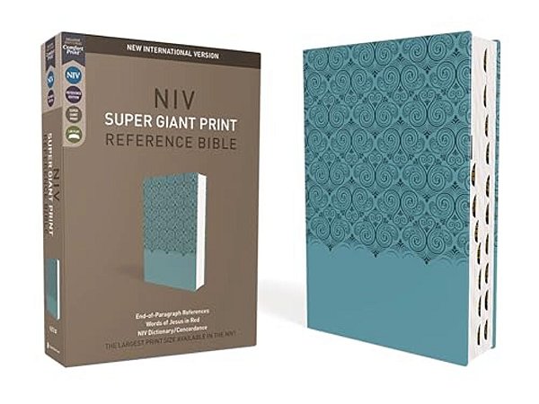 Niv, Super Giant Print Reference Bible (Font Size: 16.5-Point), Leathersoft, Teal, Red Letter, Thumb Indexed, Comfort Print-..