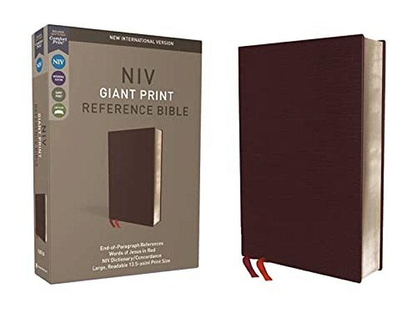 Niv, Reference Bible, Giant Print, Bonded Leather, Burgundy, Red Letter Edition, Comfort Print-..