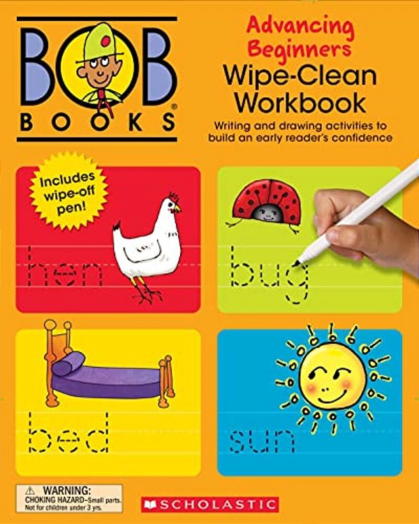 Bob Books - Wipe-Clean Workbook: Advancing Beginners Phonics, Ages 4 And Up, Kindergarten (Stage 2: Emerging Reader)-..