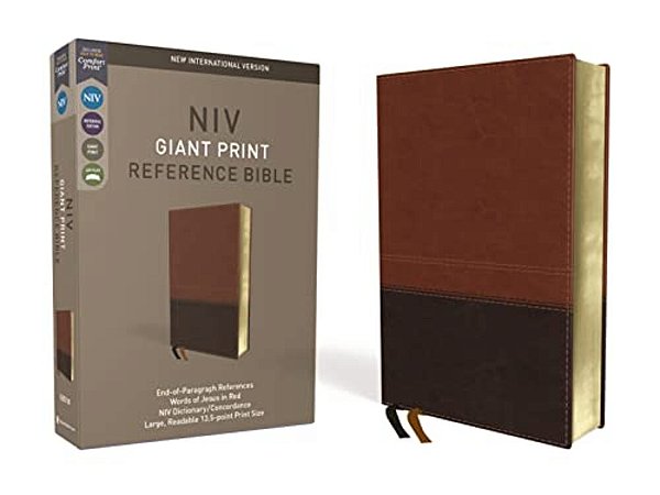 Niv, Reference Bible, Giant Print, Imitation Leather, Brown, Red Letter Edition, Comfort Print-..