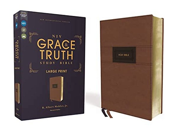 Niv, The Grace And Truth Study Bible (Trustworthy And Practical Insights), Large Print, Leathersoft, Brown, Red Letter, Comfort Print-..