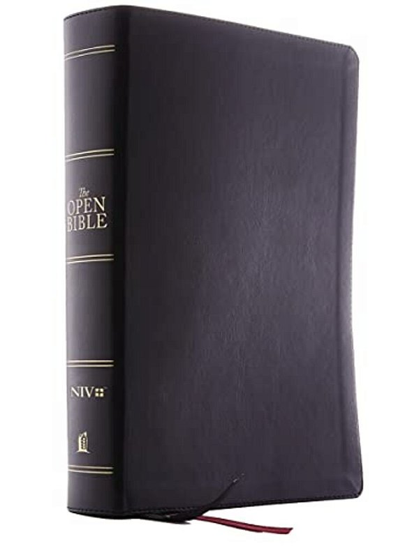 The Niv, Open Bible, Leathersoft, Black, Red Letter Edition, Comfort Print: Complete Reference System-..