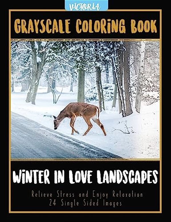Winter In Love Landscapes: Grayscale Coloring Book Relieve Stress And Enjoy Relaxation 24 Single Sided Images-..