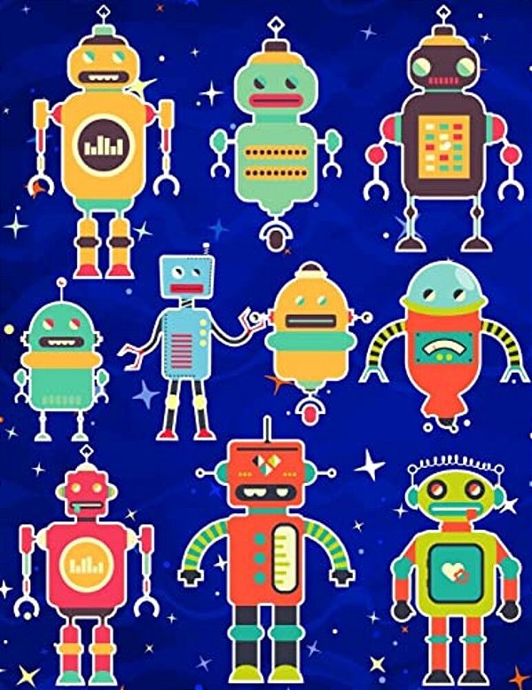 Robots Sticker Album For Boys: 100 Plus Pages For Permanent Sticker Collection, Activity Book For Boys - 8.5 By 11-..