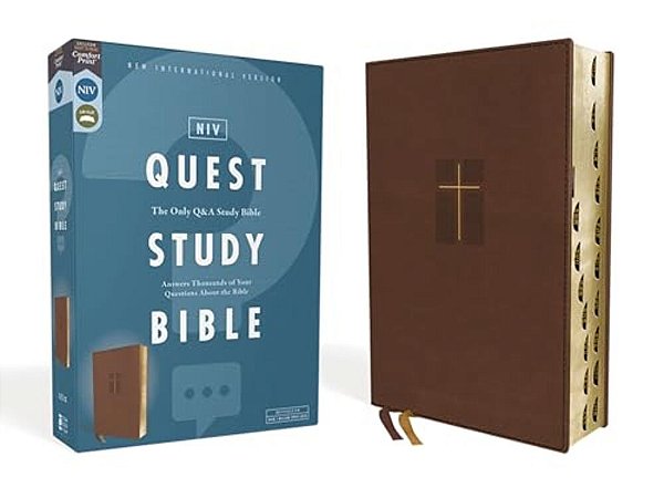 Niv, Quest Study Bible, Leathersoft, Brown, Indexed, Comfort Print: The Only Q And A Study Bible-..