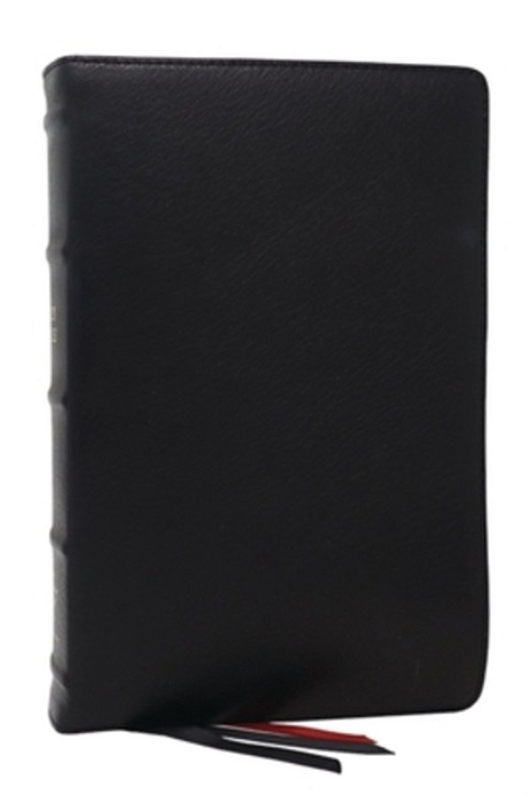 Nkjv Bible: Single-Column Verse-By-verse W/72,000 Cross-References, Black Goatskin Leather, Premier Collection, Comfort Print: New King James Version-..