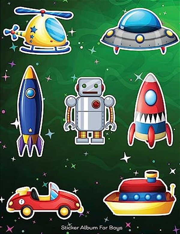 Sticker Album For Boys: 100 Plus Pages For Permanent Sticker Collection, Activity Book For Boys, Green - 8.5 By 11-..