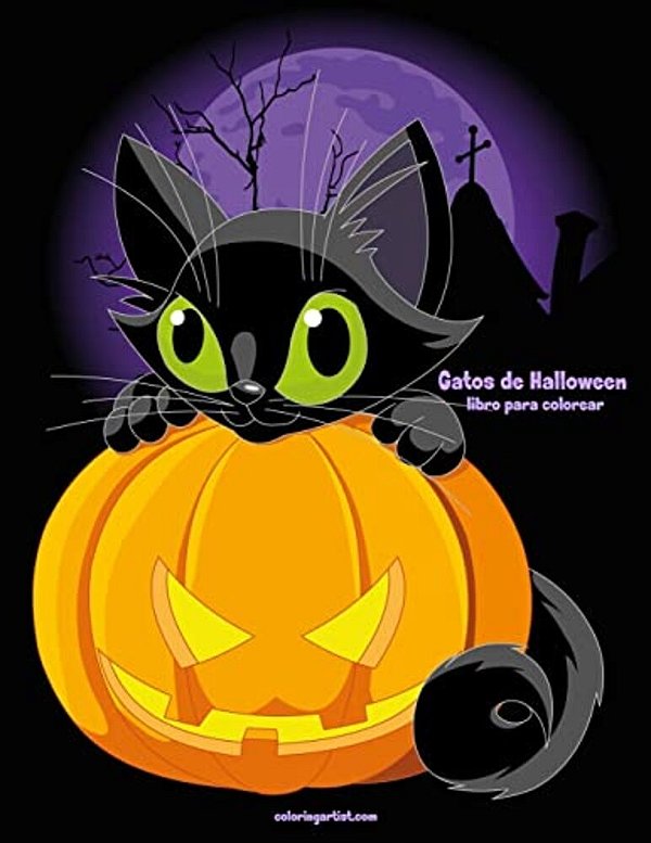 Gatos De Halloween Libro Para Colorear 1-..