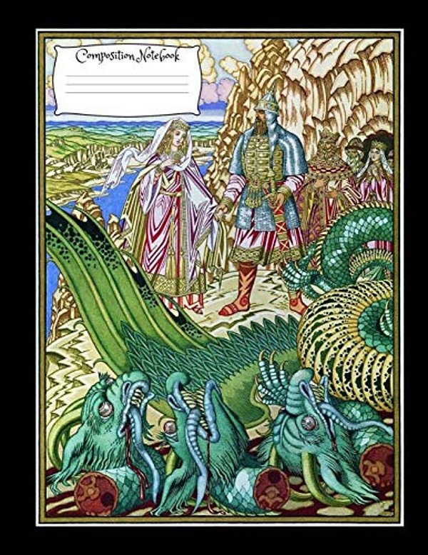 Dragon Composition Notebook: 8.5 X 11 Vintage Fantasy Art Cover Composition Notebook/Journal 150 Lined College Ruled Pages, Dragon Medieval Softc-..