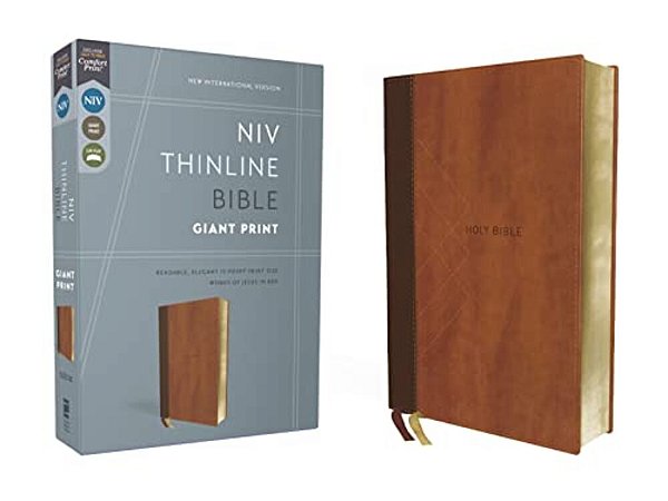 Niv, Thinline Bible, Giant Print, Leathersoft, Brown, Red Letter, Comfort Print-..