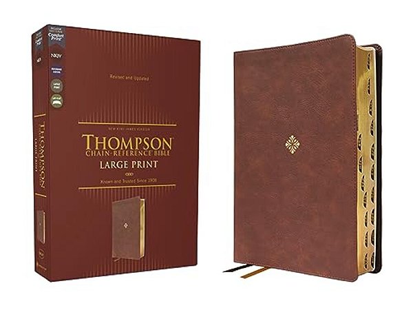 Nkjv, Thompson Chain-Reference Bible, Large Print, Leathersoft, Brown, Red Letter, Thumb Indexed, Comfort Print-..