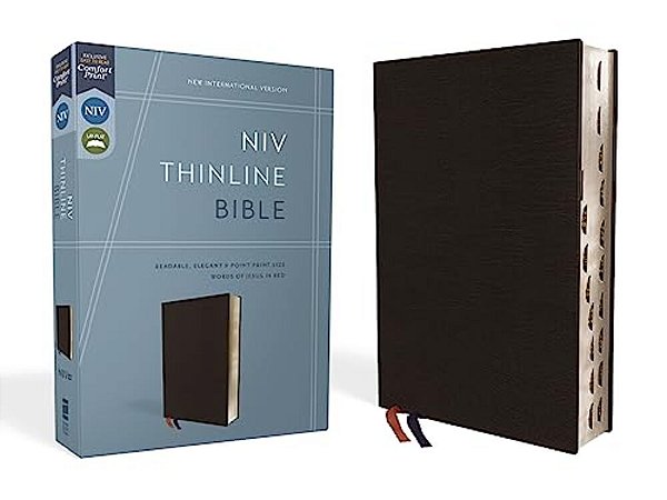 Niv, Thinline Bible, Bonded Leather, Black, Indexed, Red Letter Edition-..