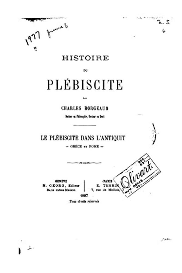 Histoire Du Plébiscite-..