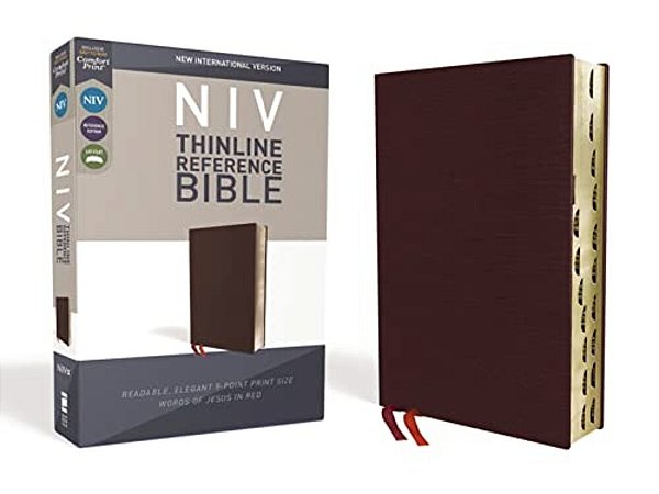 Niv, Thinline Reference Bible, Bonded Leather, Burgundy, Red Letter Edition, Indexed, Comfort Print-..