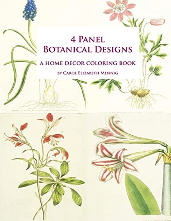 4 Panel Botanical Designs: A Home Decor Coloring Book-..
