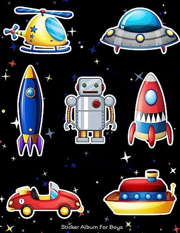 Sticker Album For Boys: 100 Plus Pages For Permanent Sticker Collection, Activity Book For Boys, Black - 8.5 By 11-..