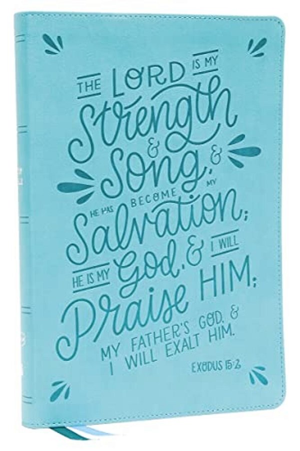 Nkjv, Thinline Bible, Verse Art Cover Collection, Leathersoft, Teal, Red Letter, Thumb Indexed, Comfort Print: Holy Bible, New King James Version-..