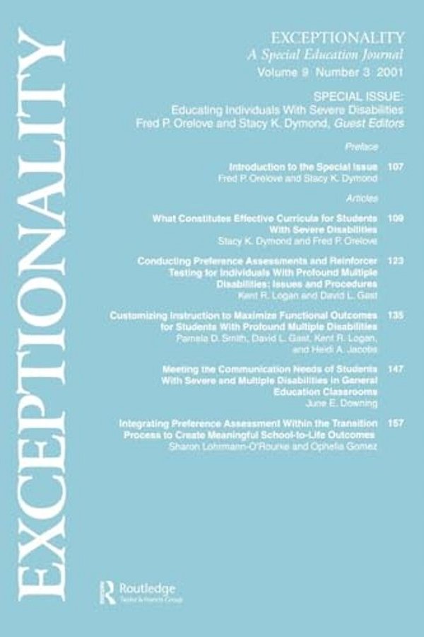 Educating Individuals With Severe Disabilities: A Special Issue Of Exceptionality-..